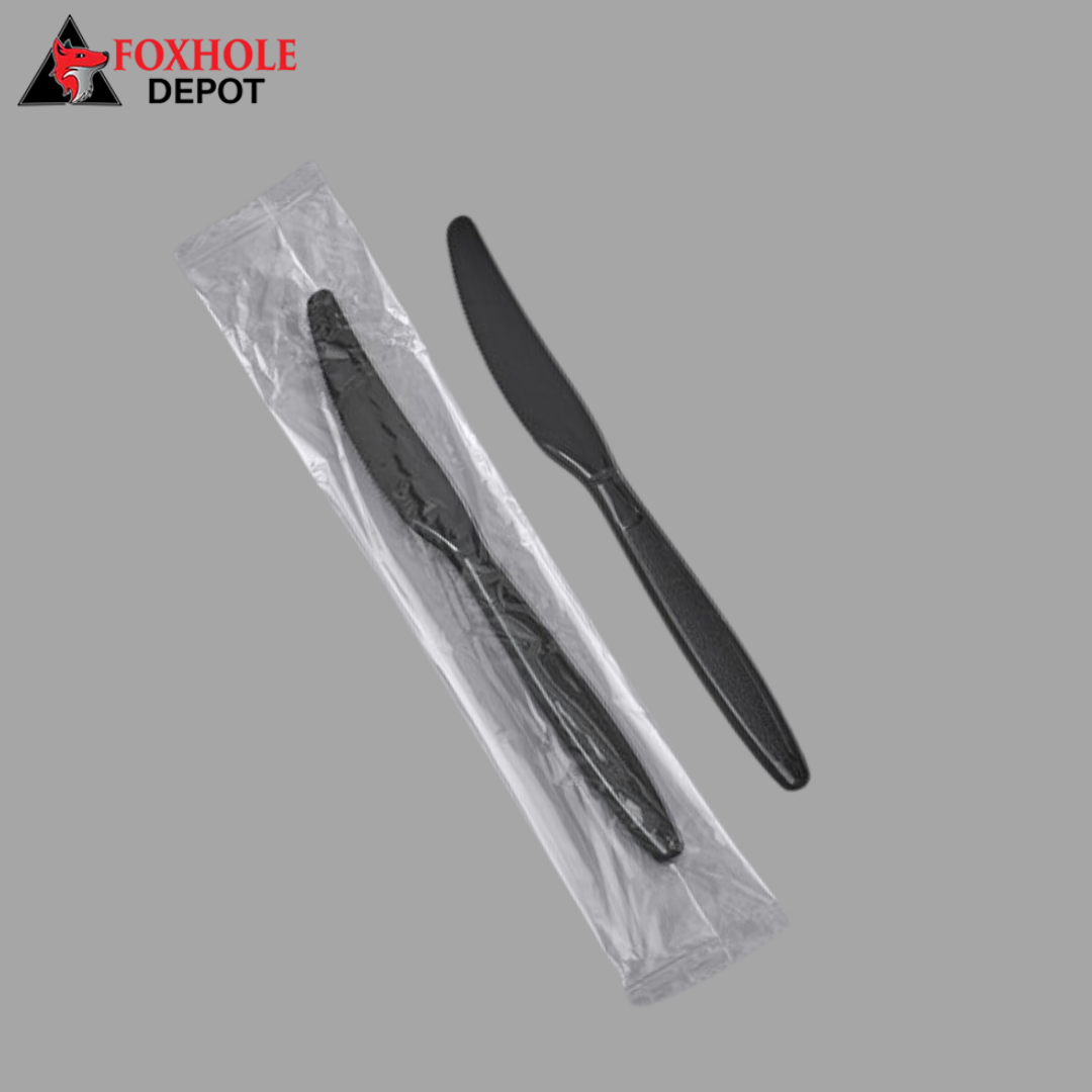 Individually Wrapped Heavy Weight Plastic Knife - 1000/Case - Black
