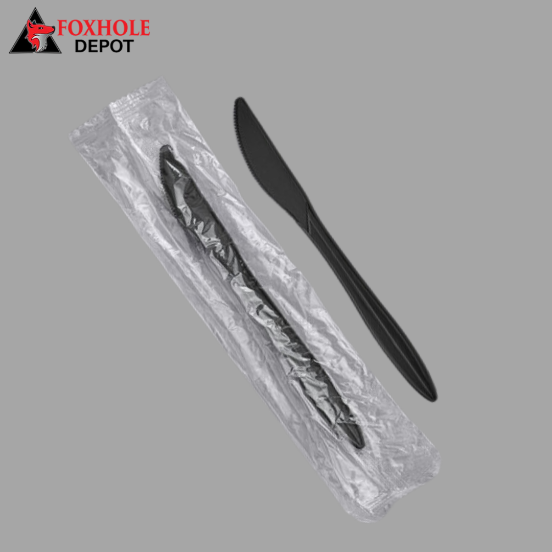 Individually Wrapped Medium Weight Plastic Knife - 1000/Case - Black