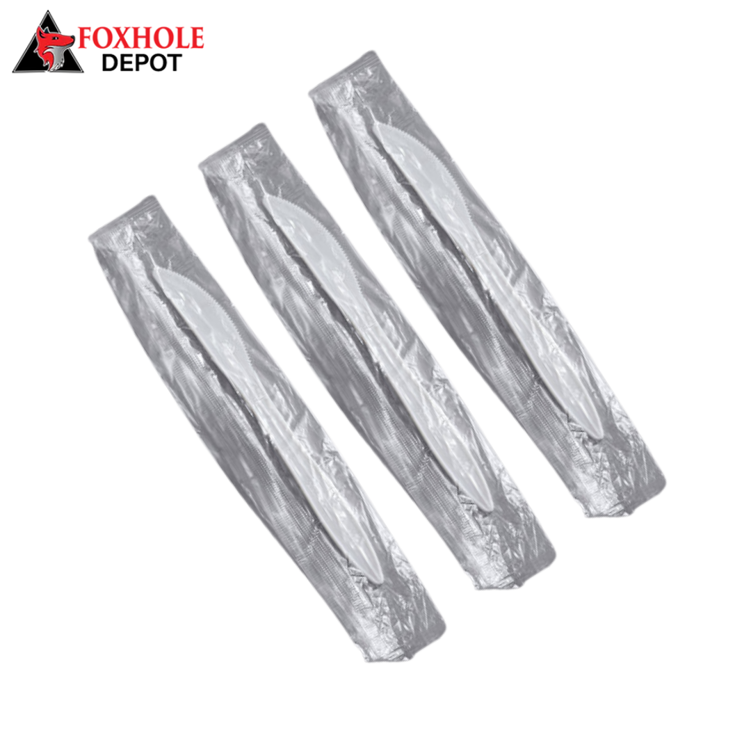Individually Wrapped Medium Weight Plastic Knife - 1000/Case - White
