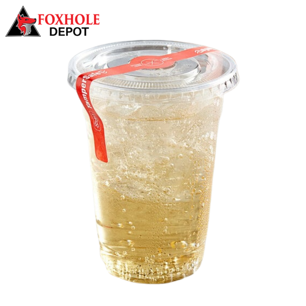 Choice 16 oz. Clear PET Plastic Cold Cup with Flat Lid, Tamper Evident Drink Label, and Band - 250/Pack