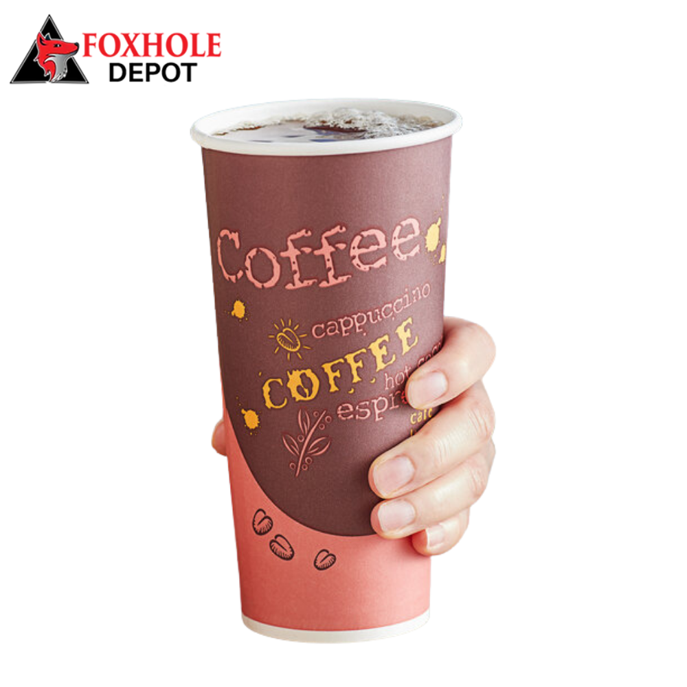 Choice 24 oz. Coffee Print Poly Paper Hot Cup - 600/Case