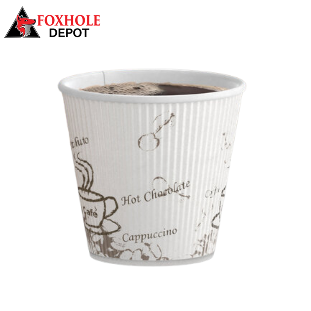Choice 8 oz. Squat Double Wall Bean Print Paper Hot Cup - 500/Case