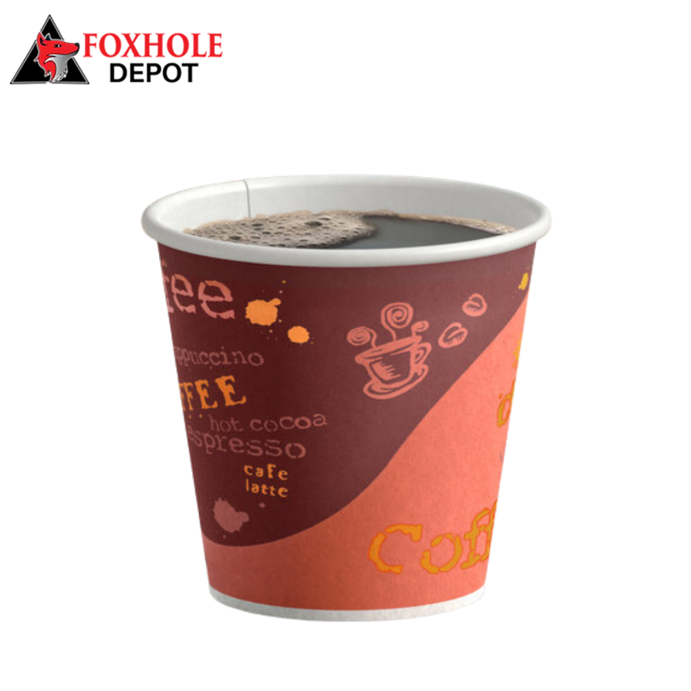 Choice 8 oz. Tall Coffee Print Poly Paper Hot Cup - 1000/Case