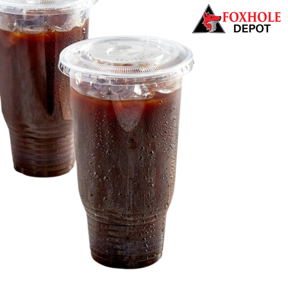 Choice HD 32 oz. Pedestal Heavy Weight Clear PET Plastic Cold Cup with Flat Lid - 50/Pack