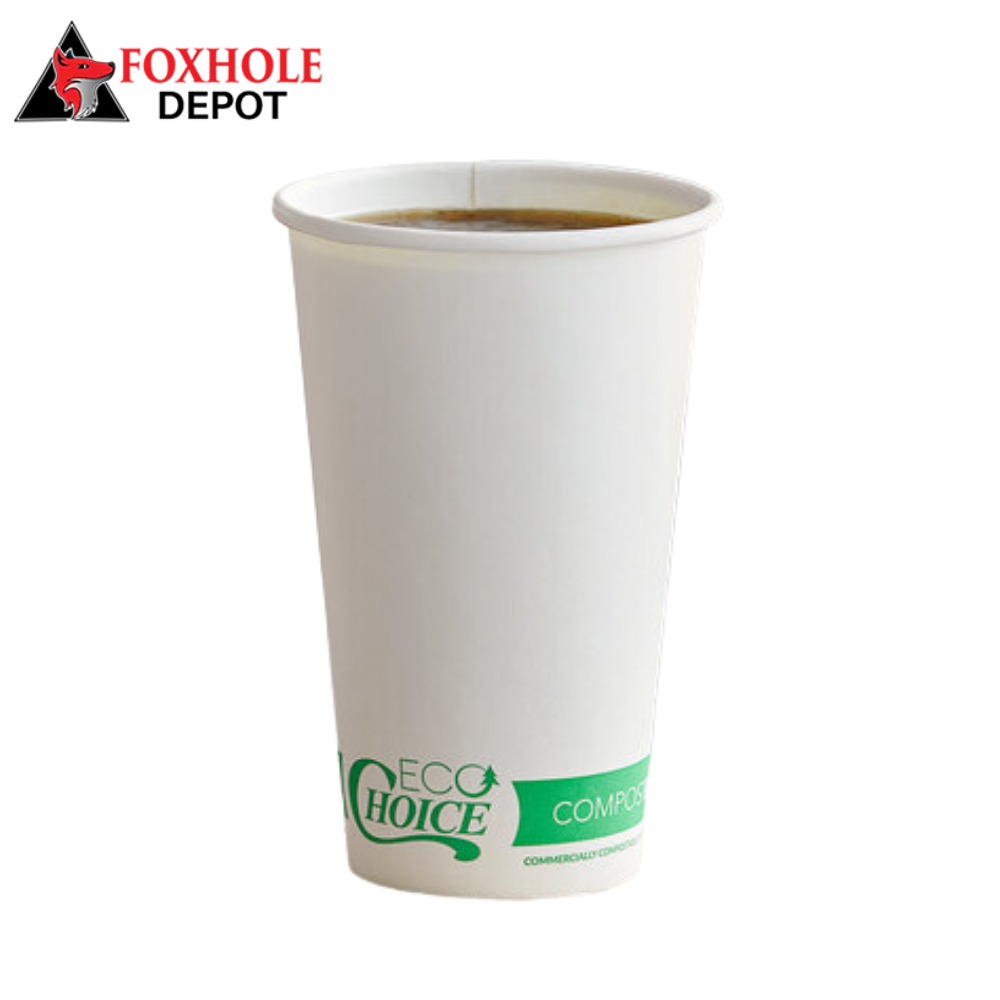 EcoChoice 16 oz. White Compostable Paper Hot Cup - 1000/Case