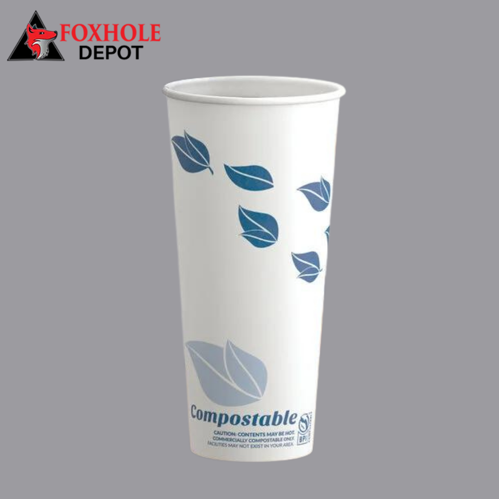 EcoChoice 24 oz. Leaf Print Compostable Paper Hot Cup - 500/Case