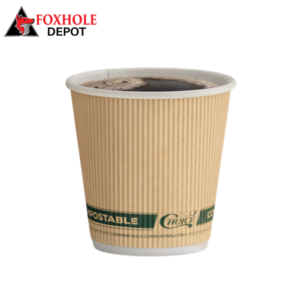 EcoChoice 8 oz. Squat Double Wall Kraft Compostable Paper Hot Cup - 500/Case