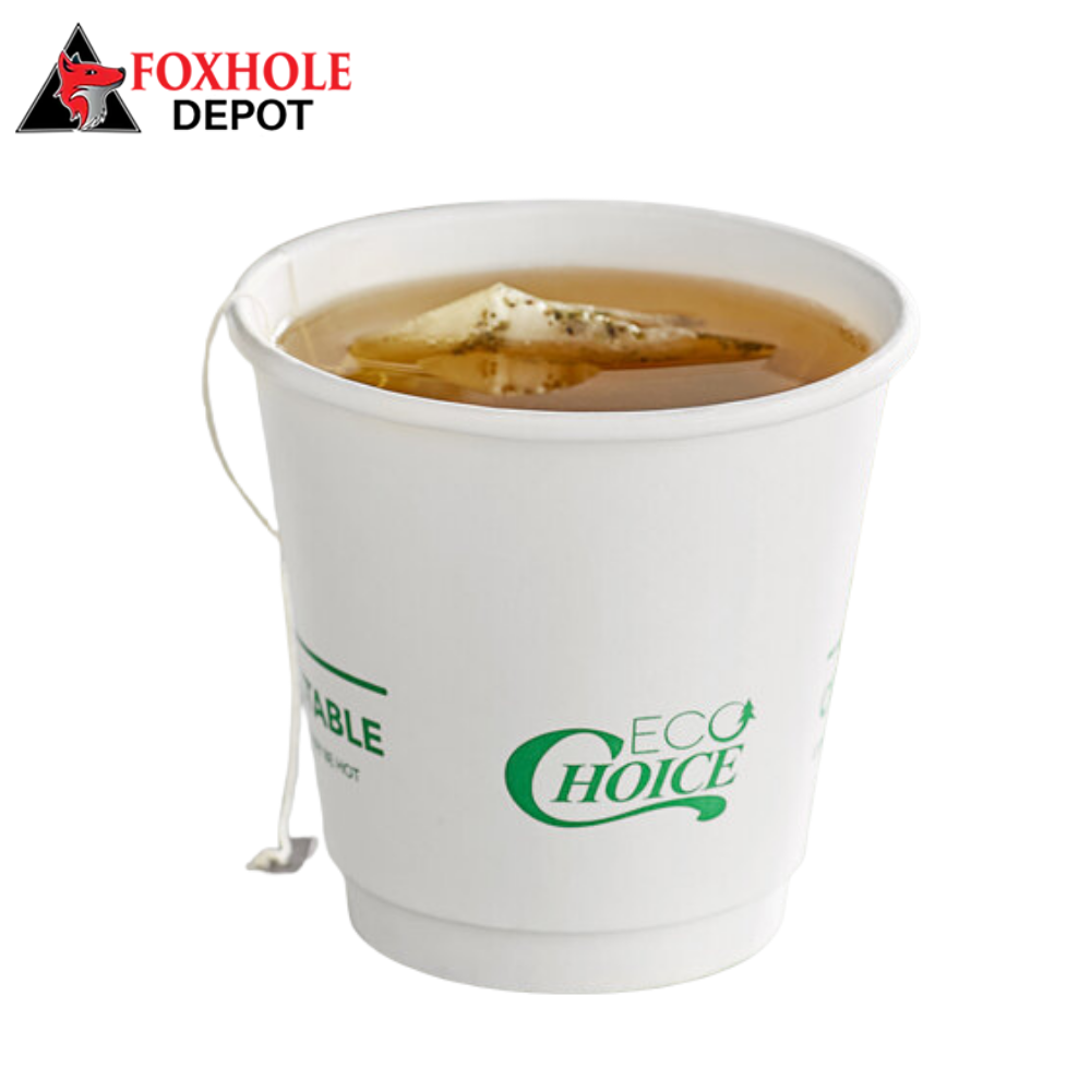 EcoChoice 8 oz. Squat Smooth Double Wall White Compostable Paper Hot Cup - 500/Case