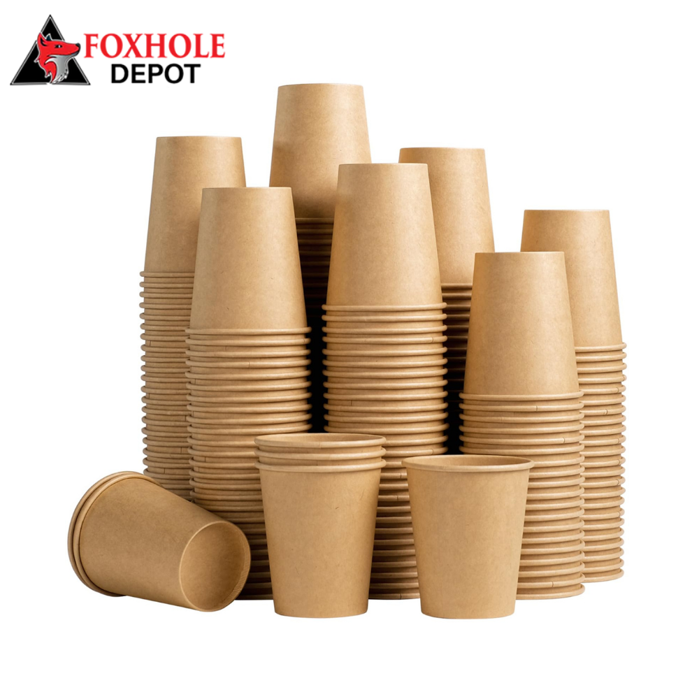 Lavex 10 oz. Kraft Compostable Individually Wrapped Paper Hot Cup - 480/Case